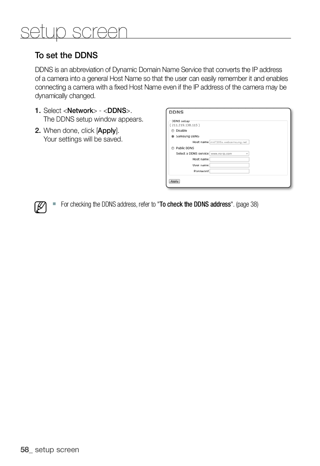 Samsung SNC-B2331P manual To set the Ddns 