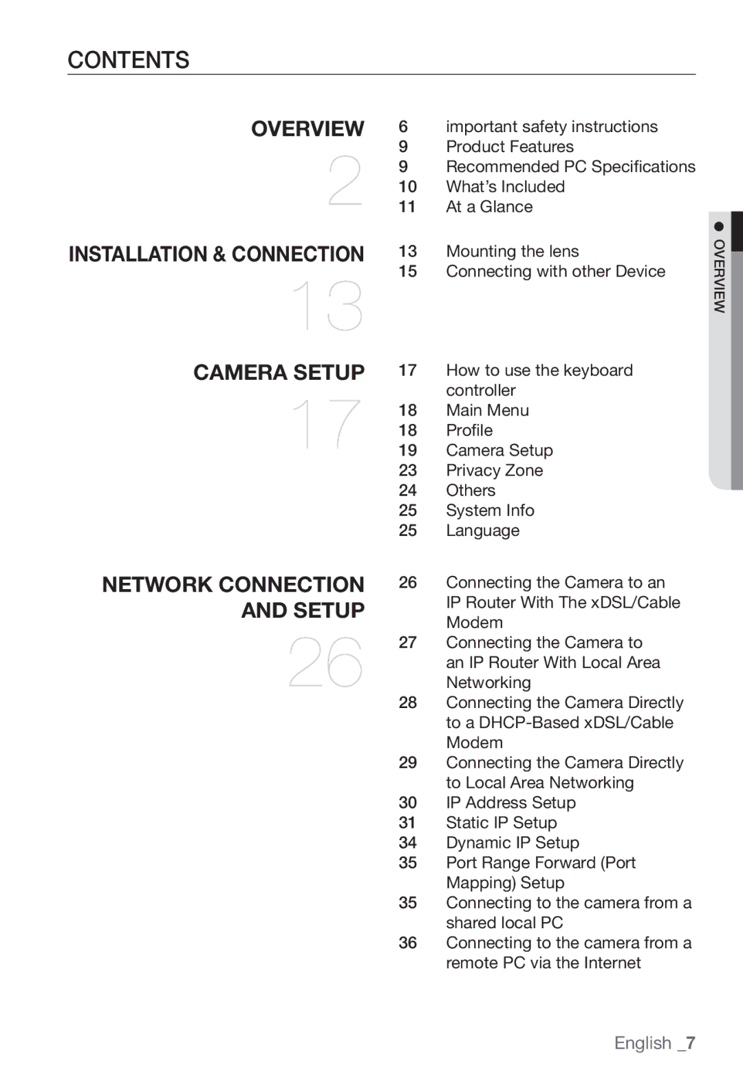 Samsung SNC-B2331P manual Contents 