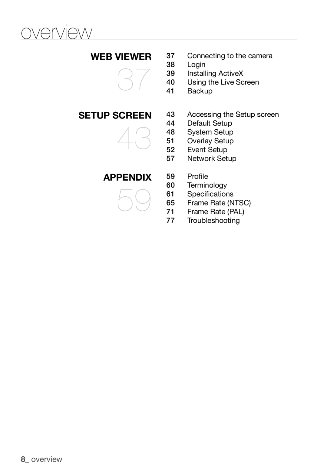 Samsung SNC-B2331P manual Connecting to the camera, Login, Installing ActiveX, Using the Live Screen, Backup, Default Setup 