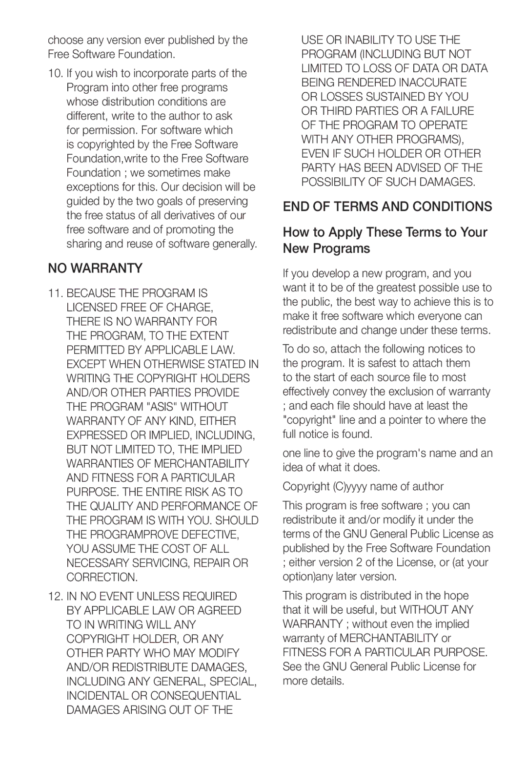 Samsung SNC-B2331P manual No Warranty, END of Terms and Conditions, How to Apply These Terms to Your New Programs 