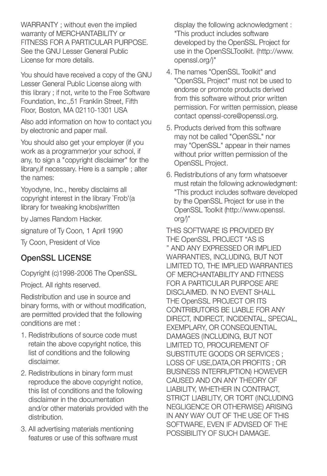 Samsung SNC-B2331P manual OpenSSL License 