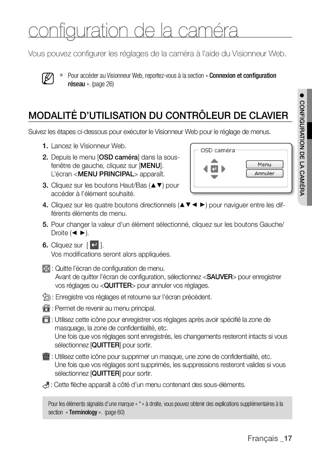 Samsung SNC-B2331P manual Modalité D’UTILISATION DU Contrôleur DE Clavier, Lancez le Visionneur Web 