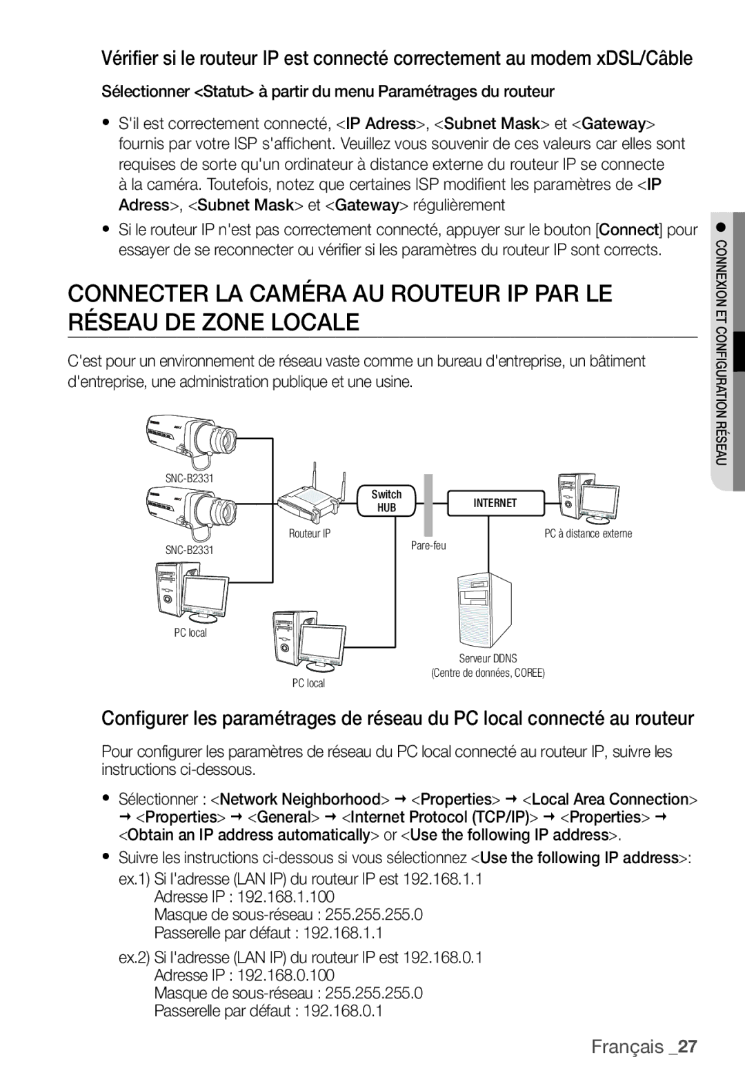 Samsung SNC-B2331P manual PC à distance externe 