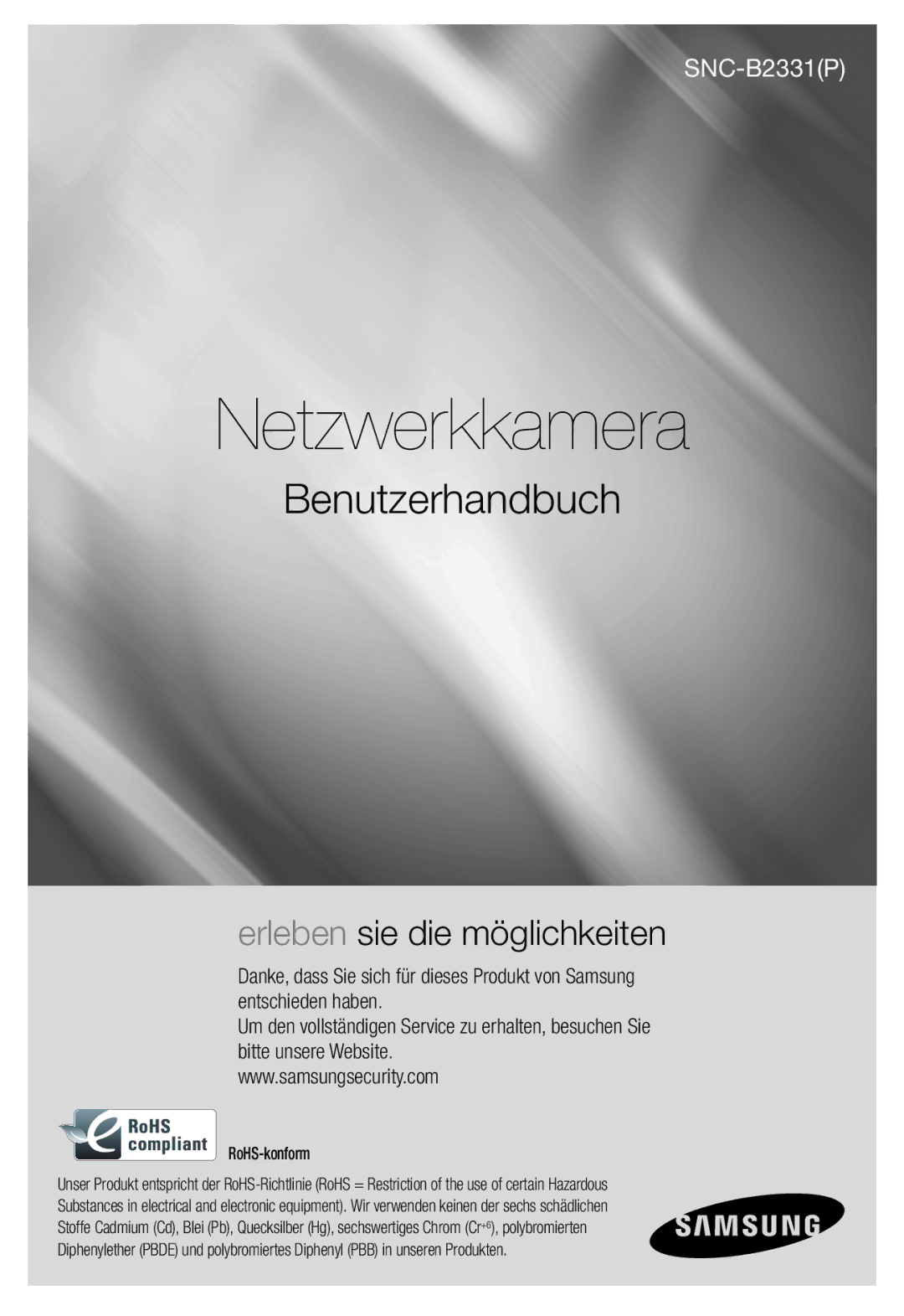 Samsung SNC-B2331P manual Netzwerkkamera 