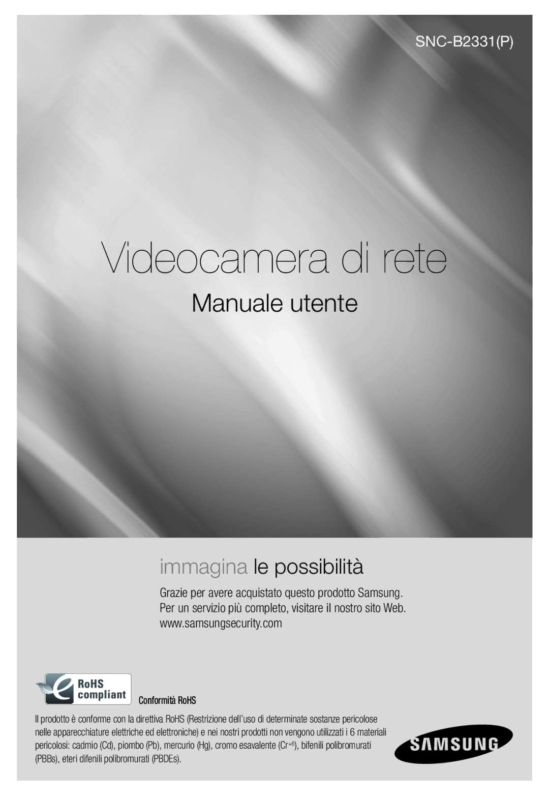 Samsung SNC-B2331P manual Videocamera di rete 