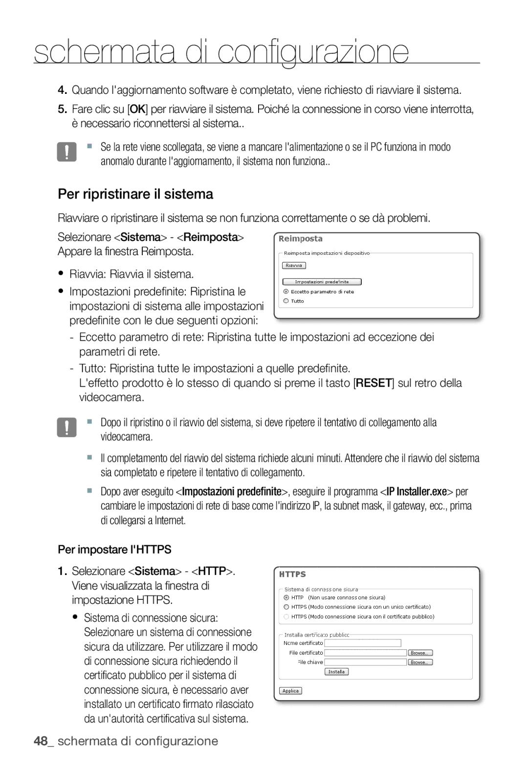 Samsung SNC-B2331P manual Per ripristinare il sistema 