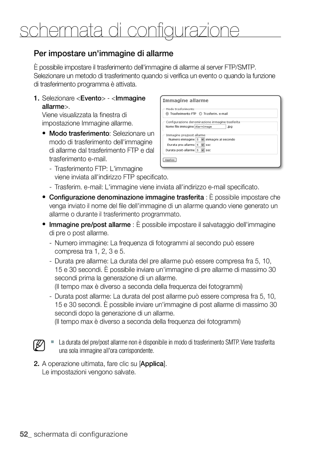 Samsung SNC-B2331P manual Per impostare unimmagine di allarme 