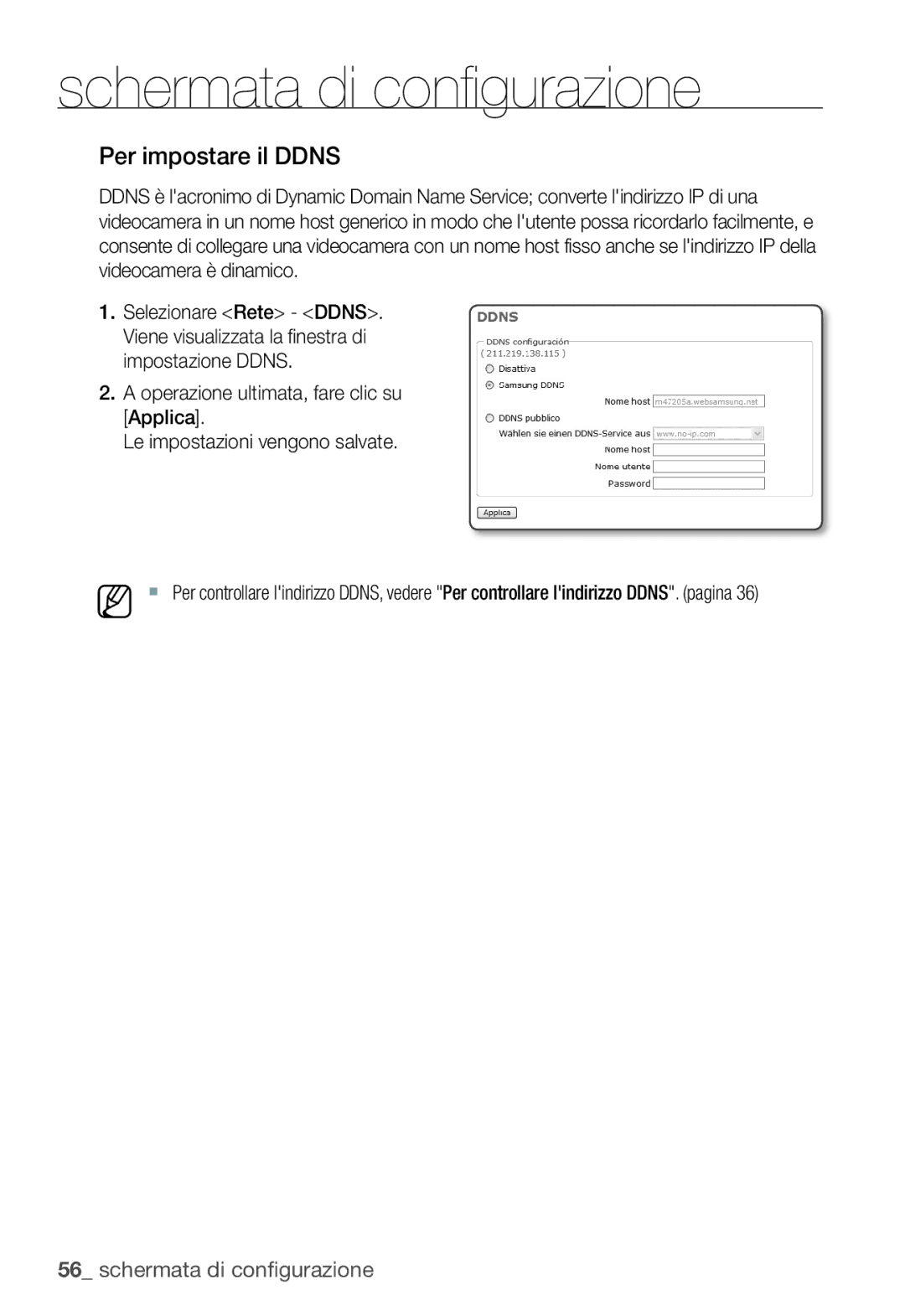 Samsung SNC-B2331P manual Per impostare il Ddns 