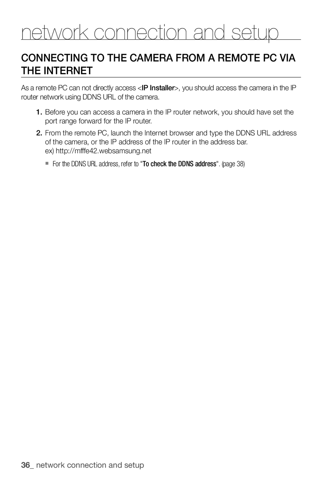 Samsung SNC-B2331(P) user manual Connecting to the Camera from a Remote PC VIA the Internet 