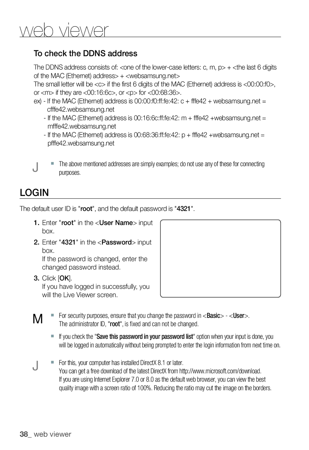 Samsung SNC-B2331(P) user manual Login, To check the Ddns address 