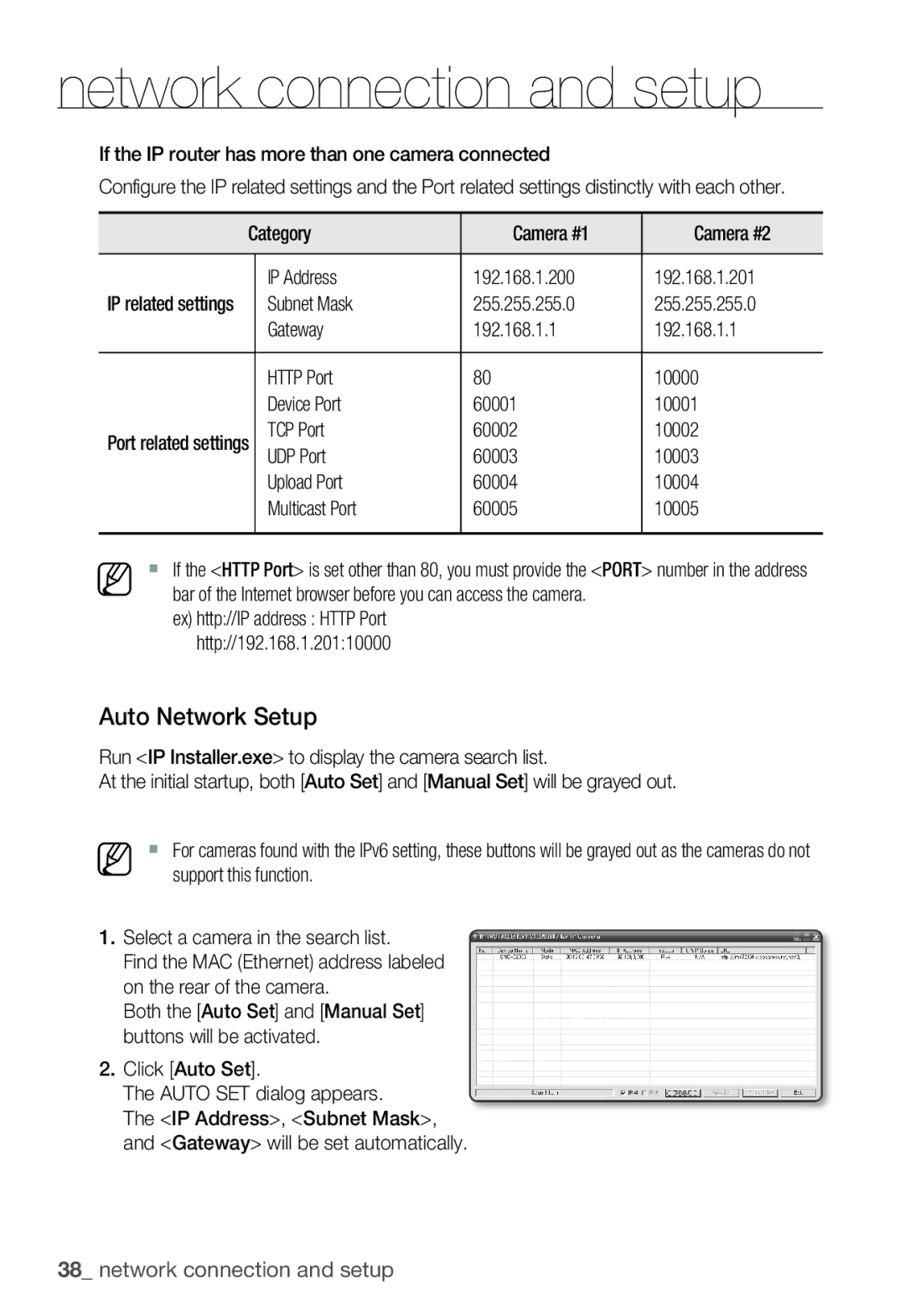 Samsung SNC-B2335P user manual Auto Network Setup 