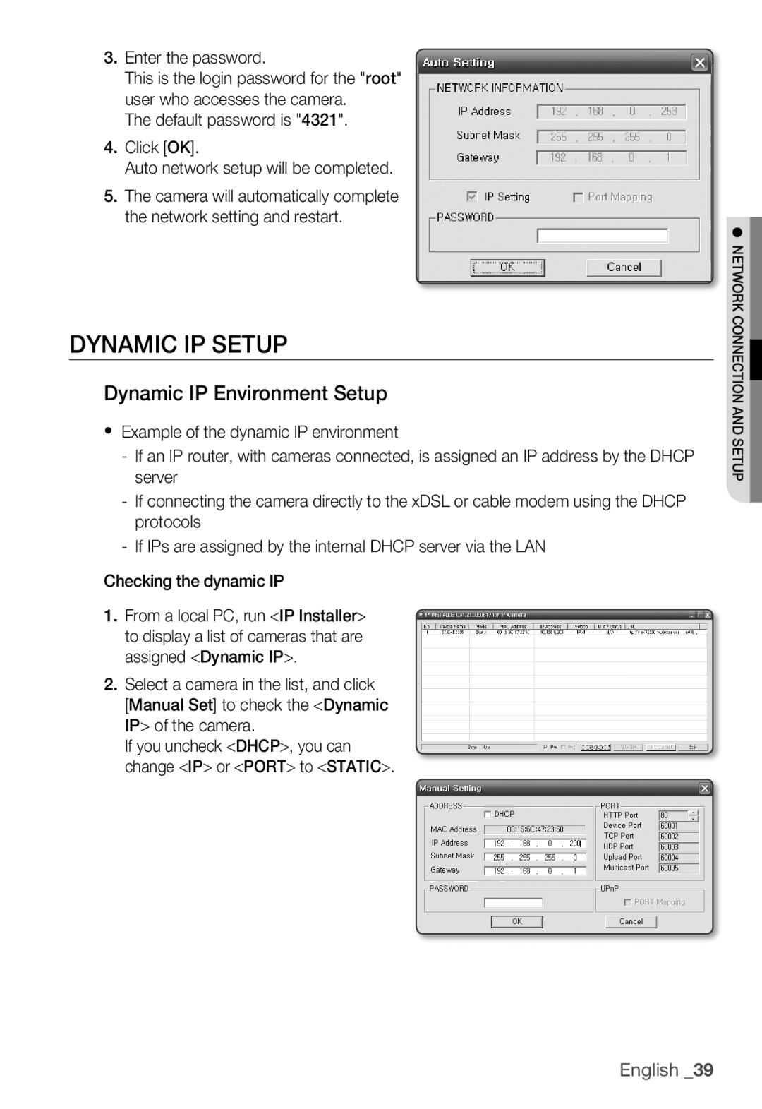 Samsung SNC-B2335P user manual Dynamic IP Setup, Dynamic IP Environment Setup 