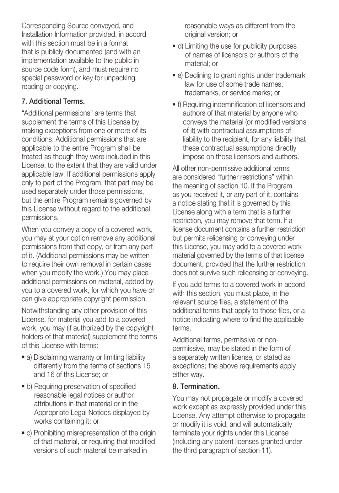 Samsung SNC-B2335P user manual Additional Terms 