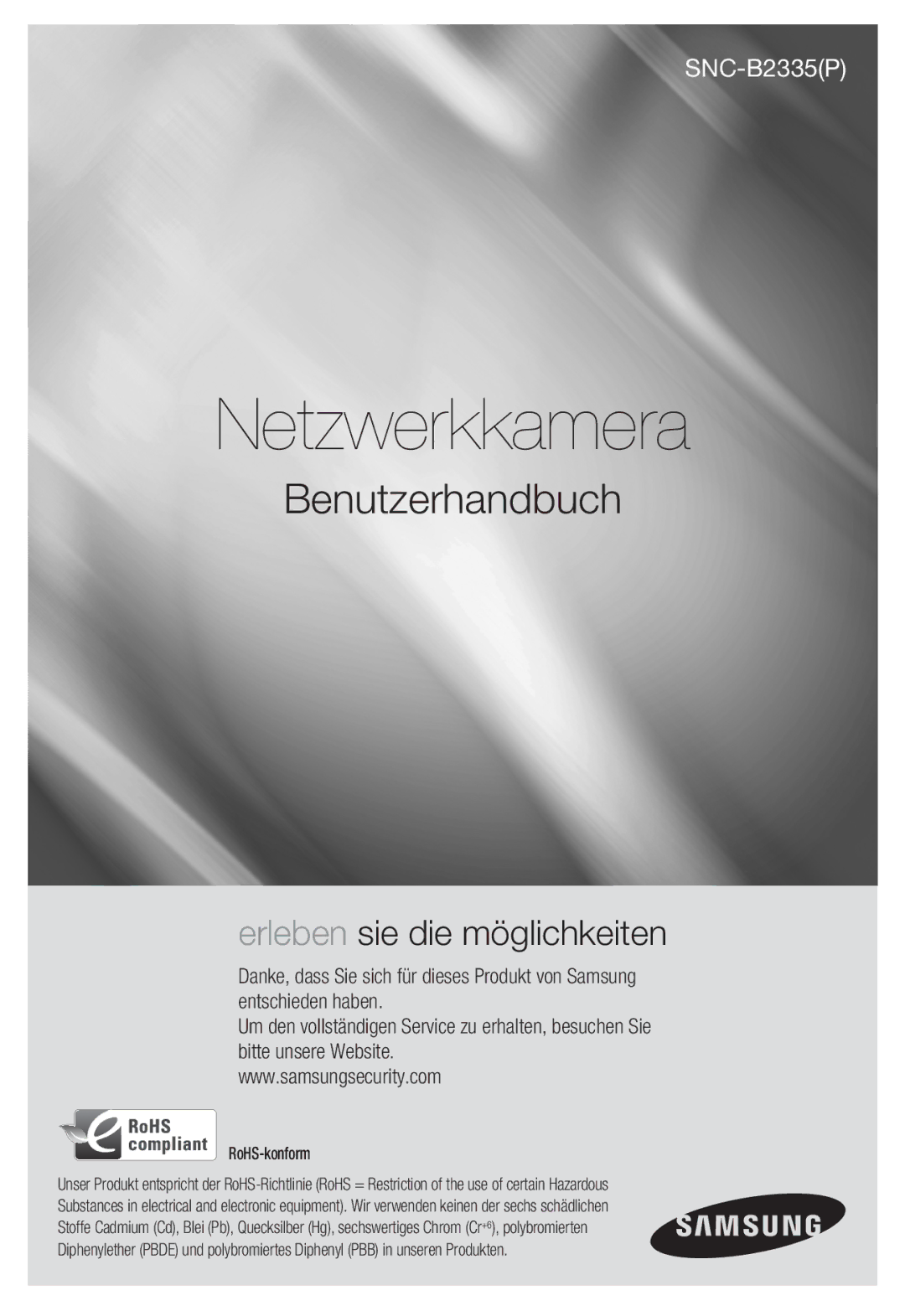 Samsung SNC-B2335P manual Netzwerkkamera 