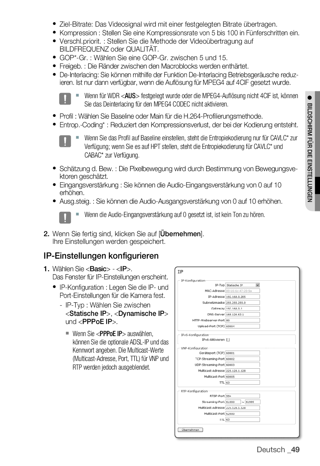 Samsung SNC-B2335P manual IP-Einstellungen konfigurieren, Wählen Sie Basic IP 