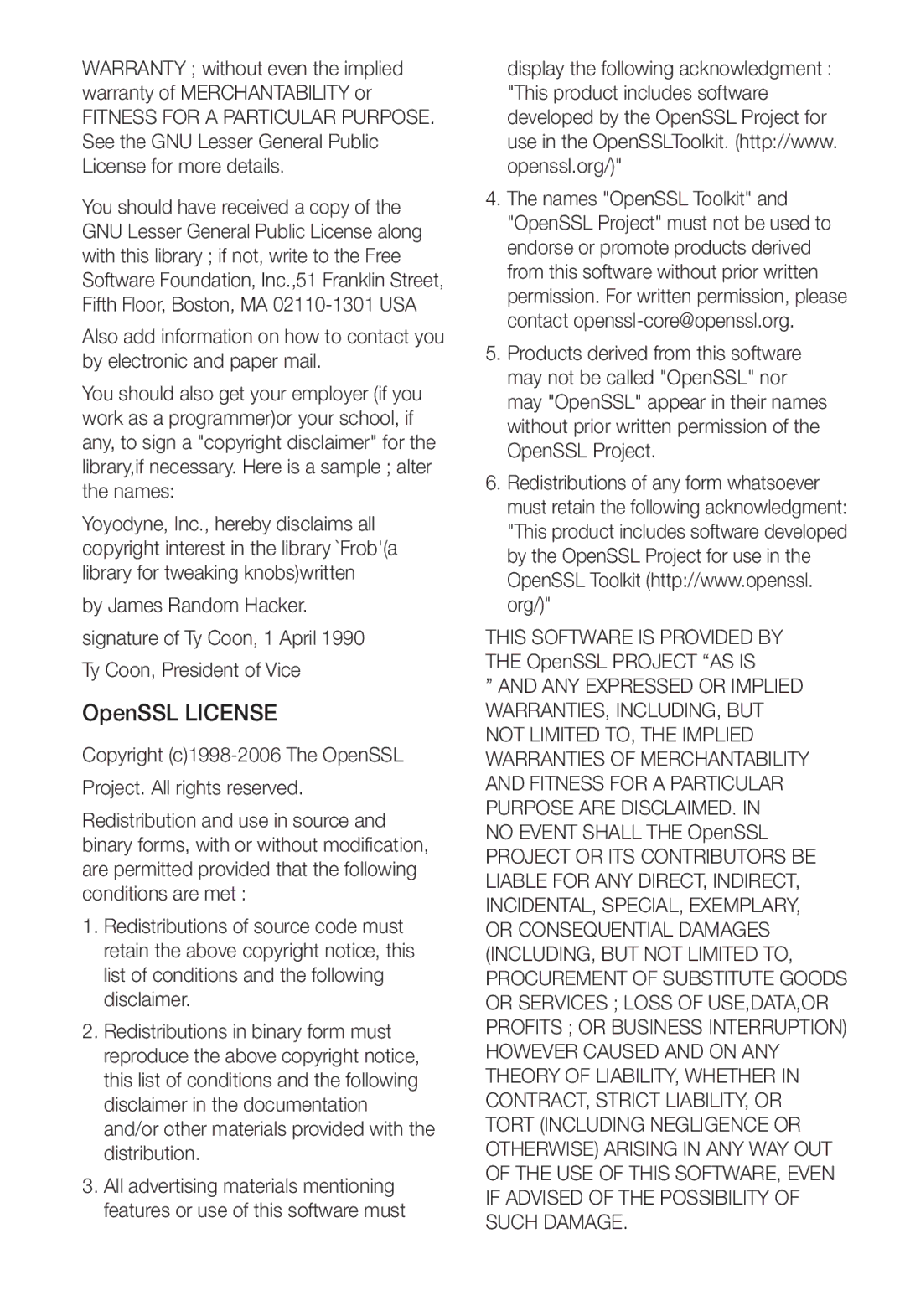 Samsung SNC-B2335P manual OpenSSL License, No Event Shall the OpenSSL 