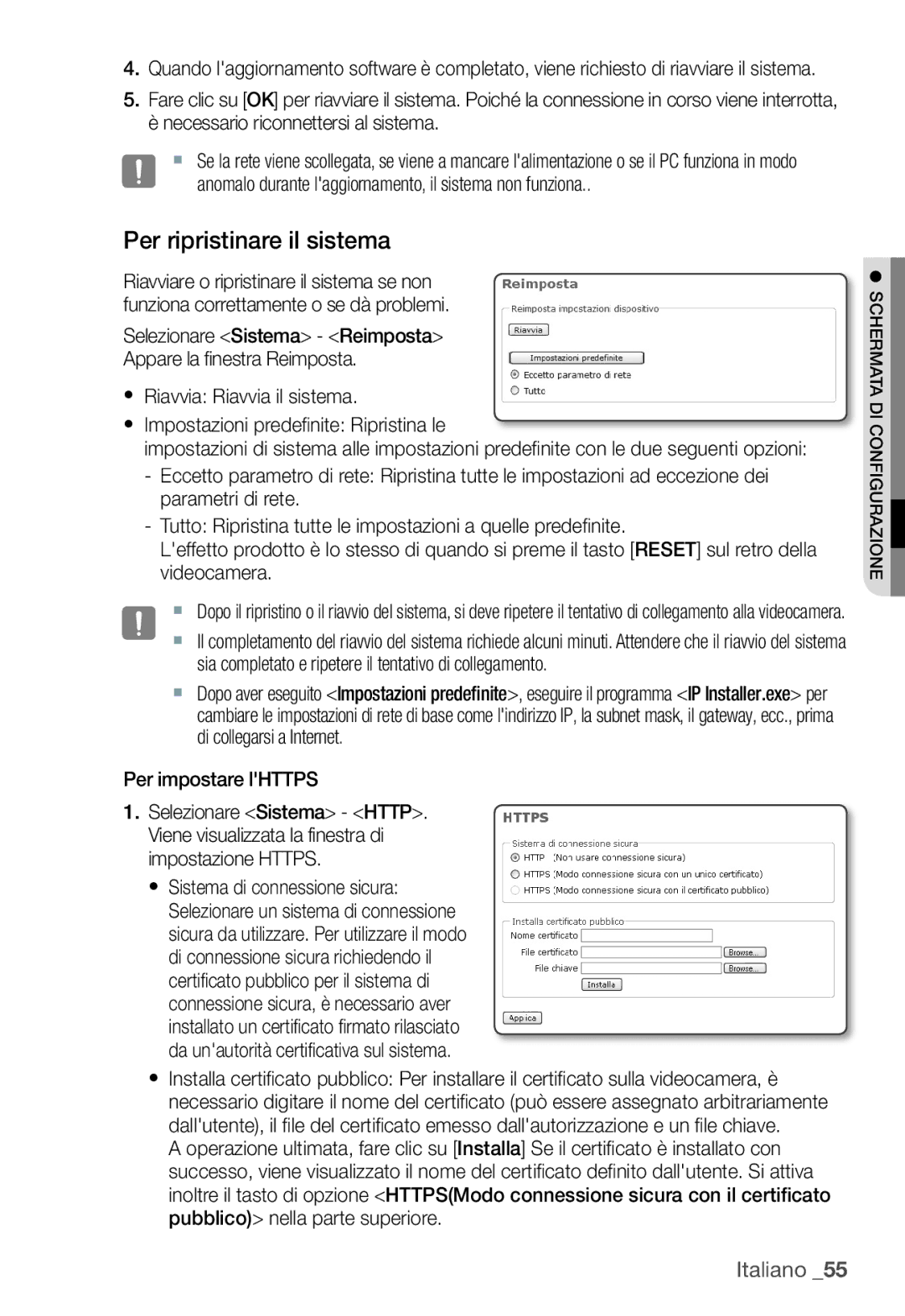 Samsung SNC-B2335P manual Per ripristinare il sistema 