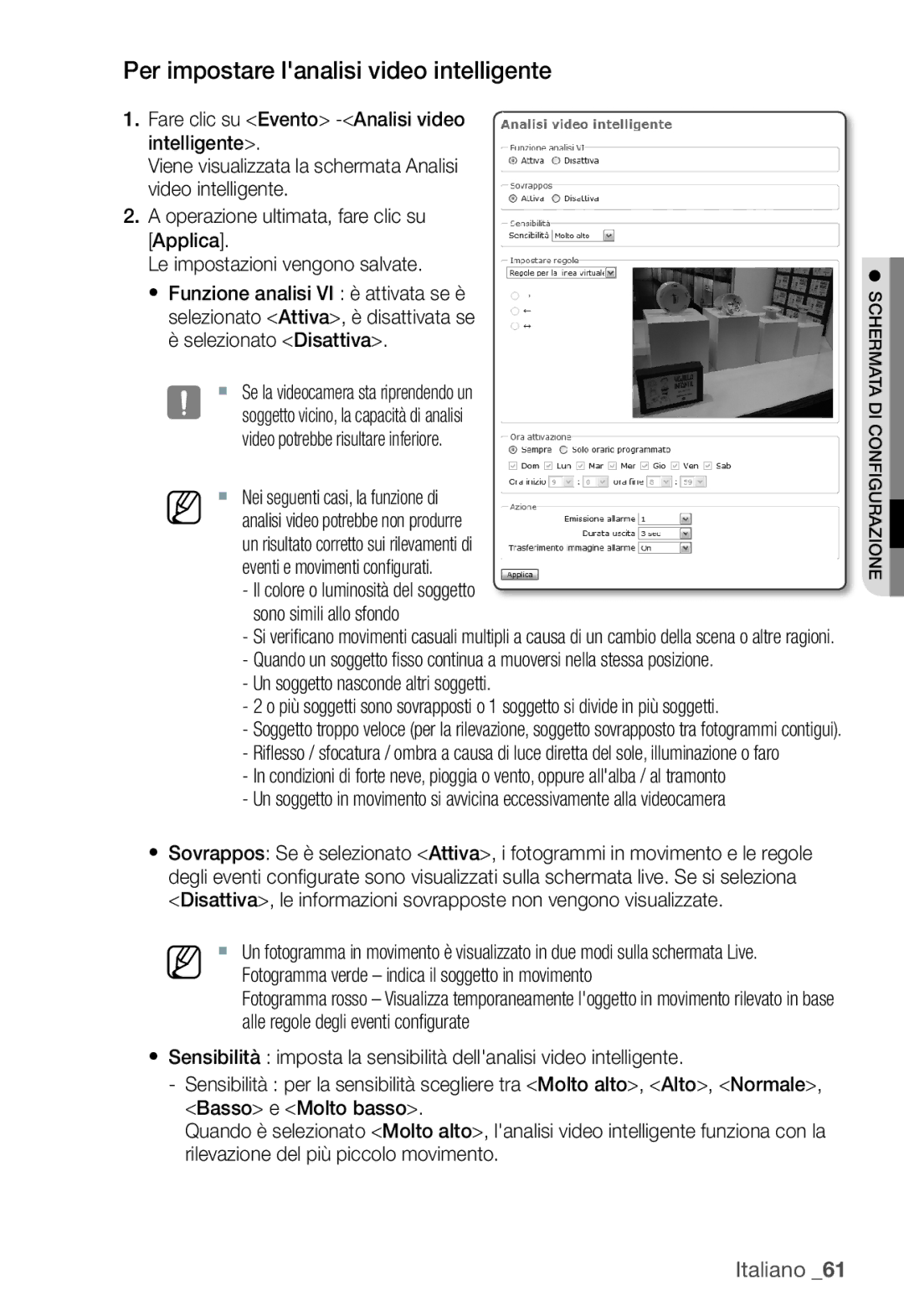 Samsung SNC-B2335P Per impostare lanalisi video intelligente, Selezionato Disattiva, Un soggetto nasconde altri soggetti 