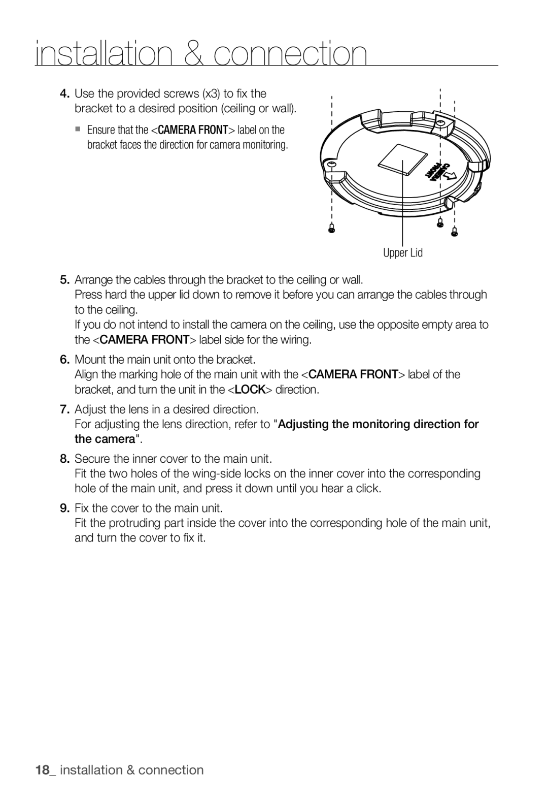 Samsung SNC-B5368P user manual Installation & connection 