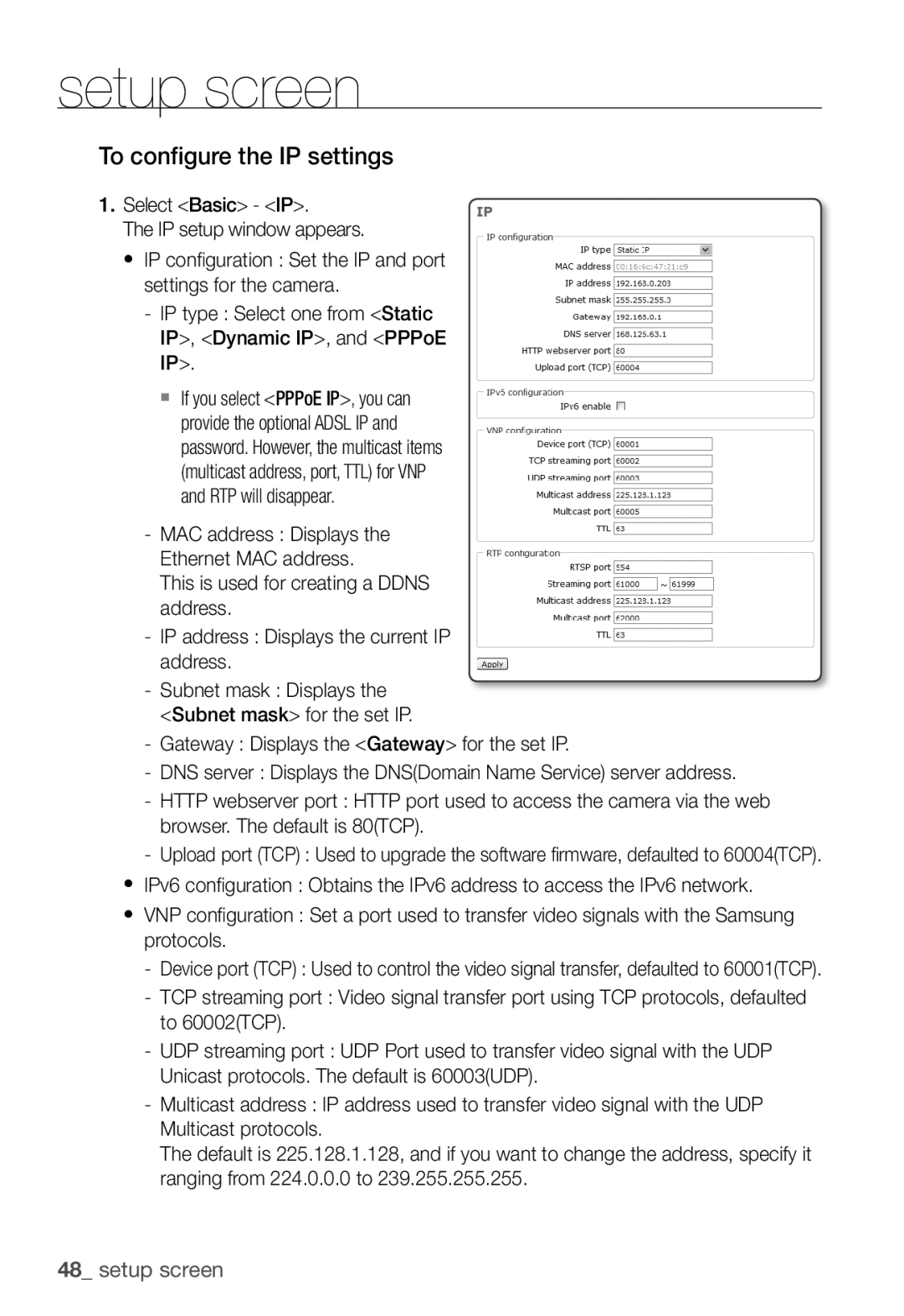 Samsung SNC-B5368P user manual To configure the IP settings 