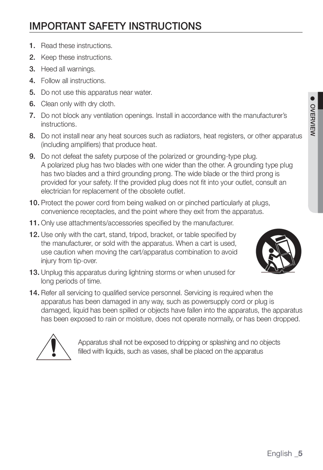 Samsung SNC-B5368P user manual Important Safety Instructions 