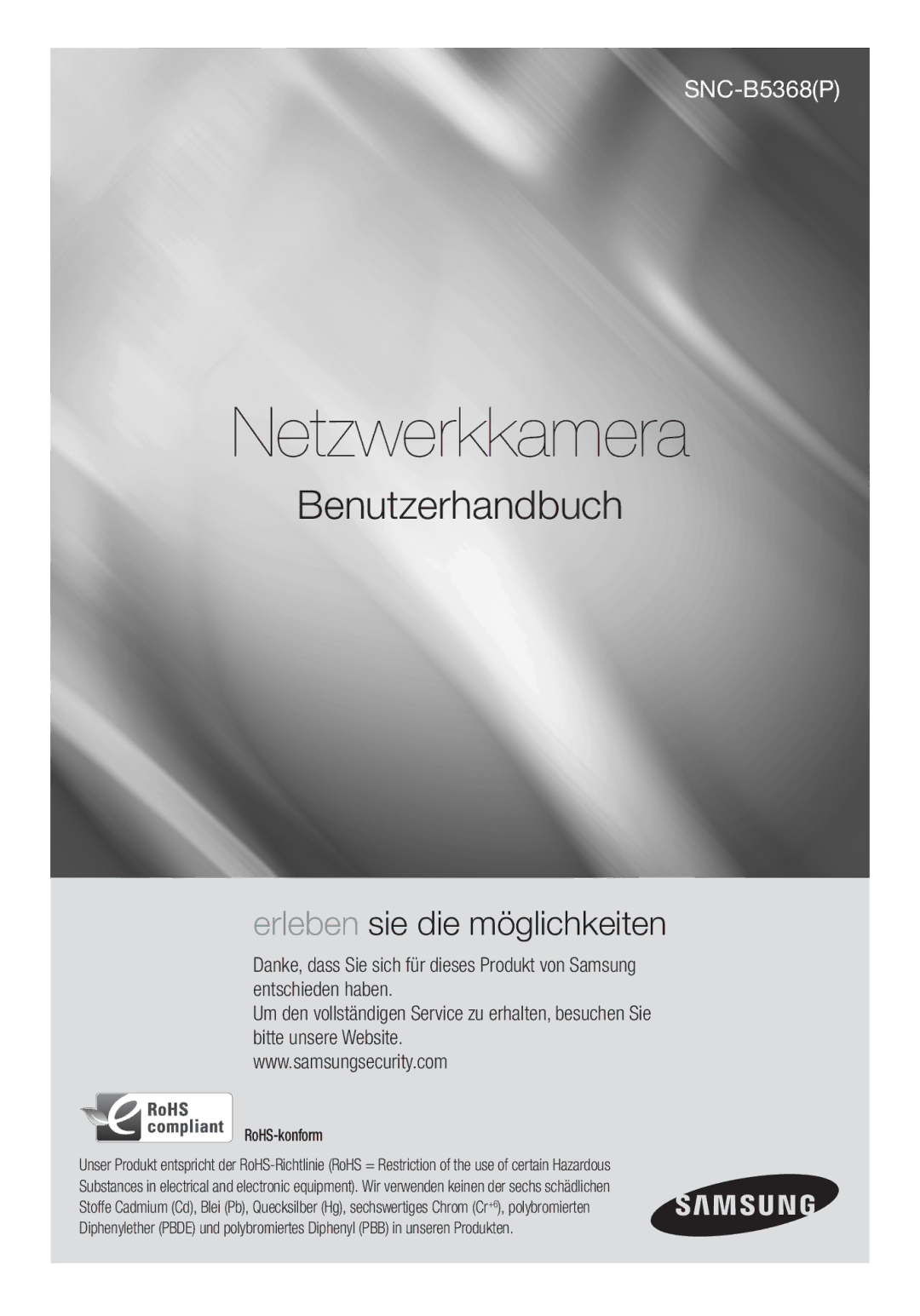 Samsung SNC-B5368P manual Netzwerkkamera 