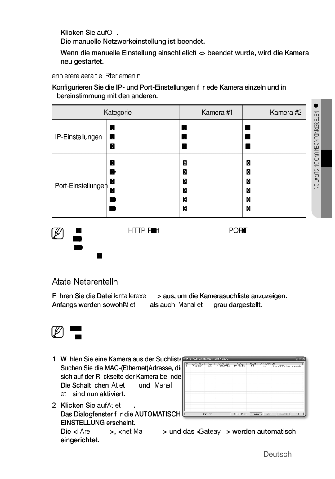 Samsung SNC-B5368P manual Automatische Netzwerkeinstellung, Klicken Sie auf Auto Set 