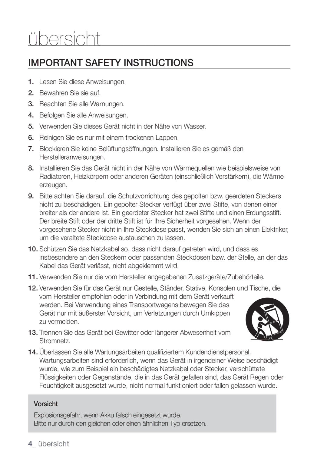 Samsung SNC-B5368P manual Important Safety Instructions 