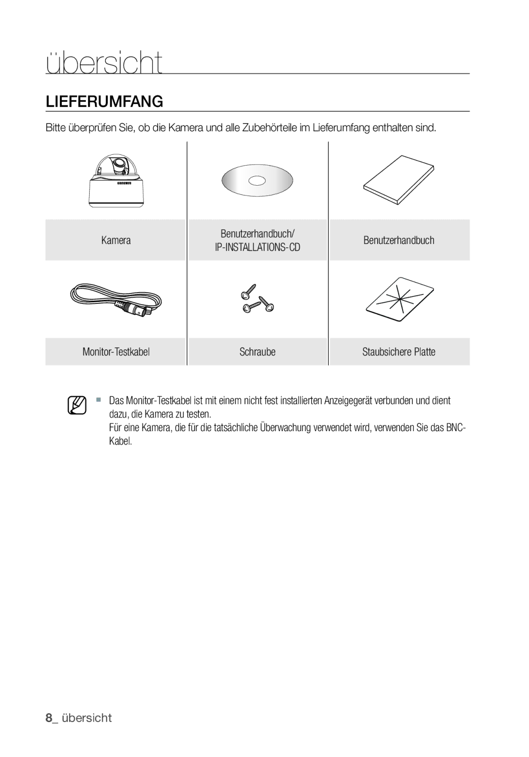 Samsung SNC-B5368P manual Lieferumfang, Ip-Installations-Cd 