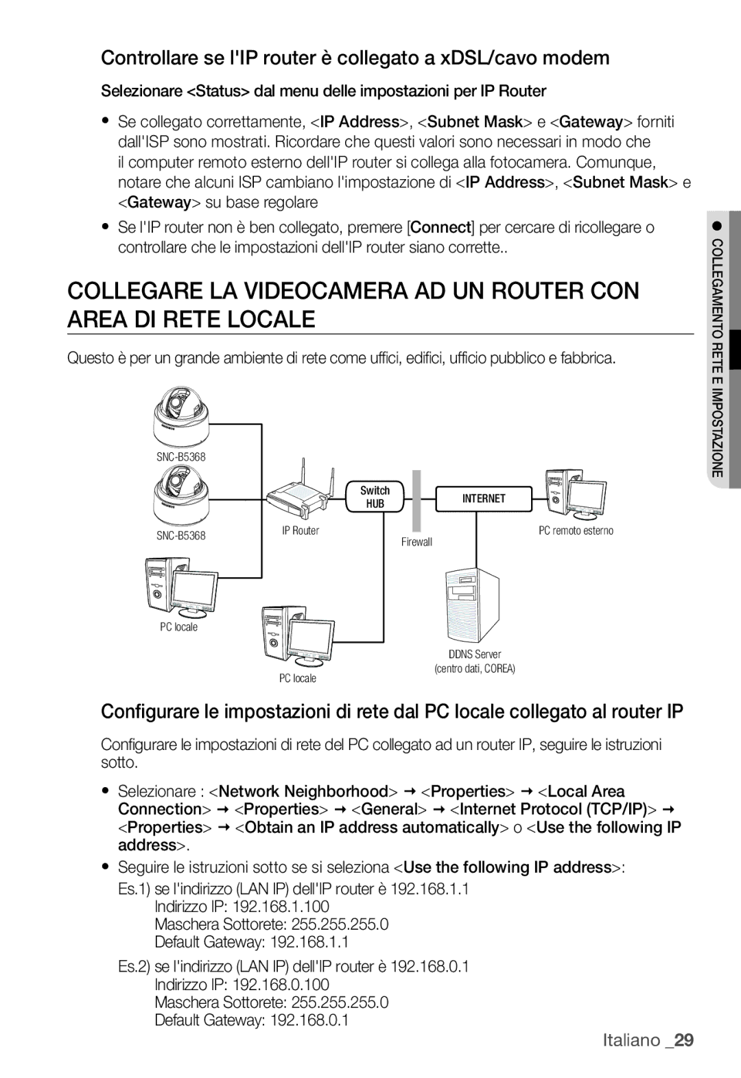 Samsung SNC-B5368P manual Controllare se lIP router è collegato a xDSL/cavo modem 