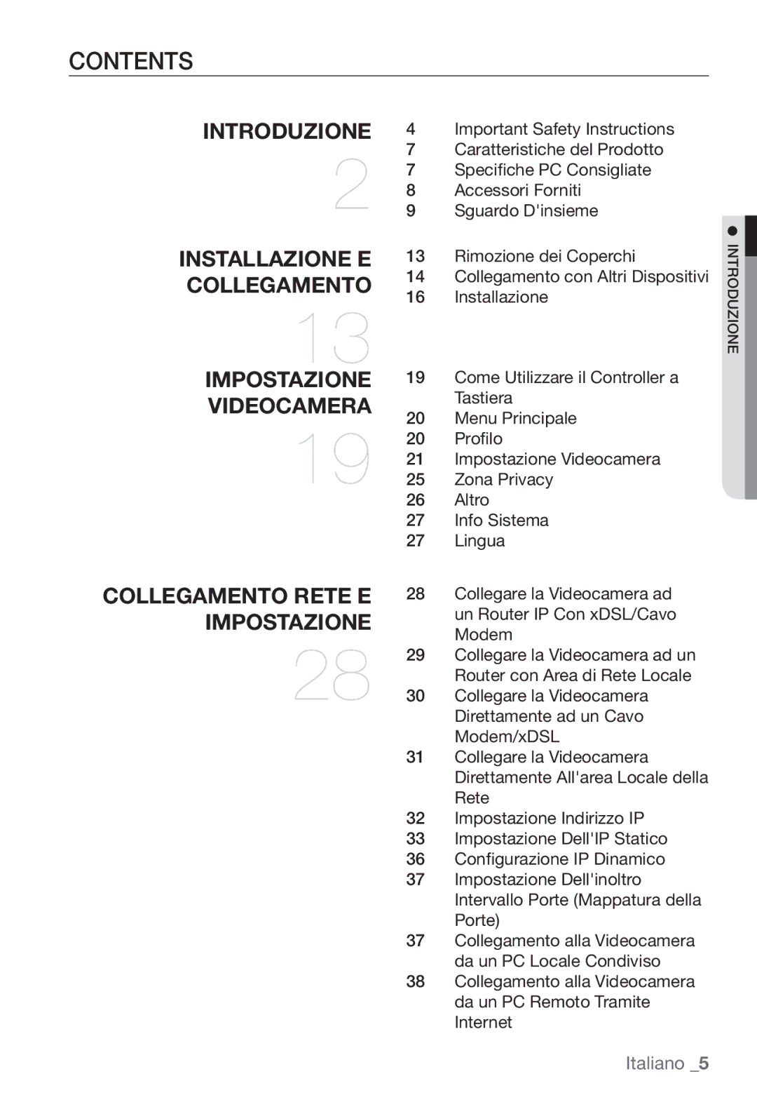 Samsung SNC-B5368P manual Contents 