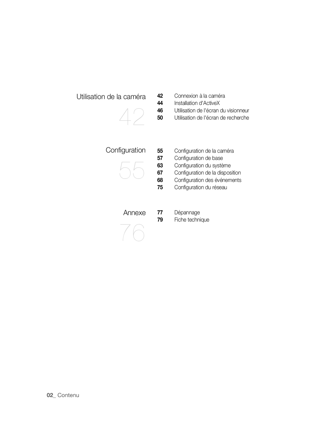 Samsung SNC-B5395P manual Utilisation de la caméra, Configuration 