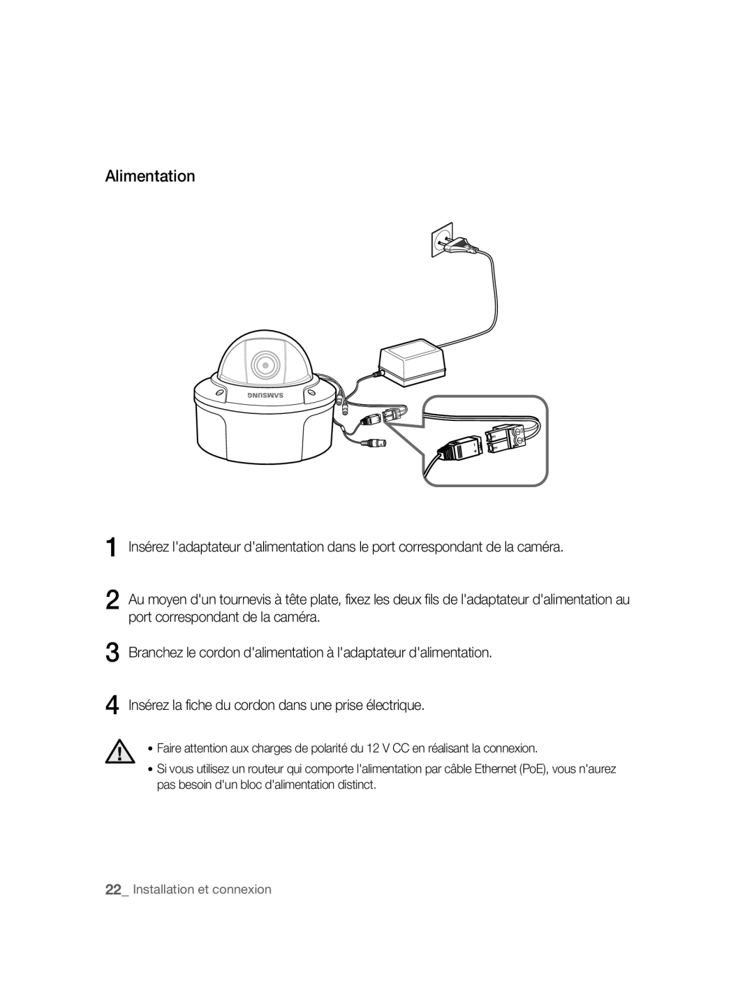 Samsung SNC-B5395P manual Alimentation 