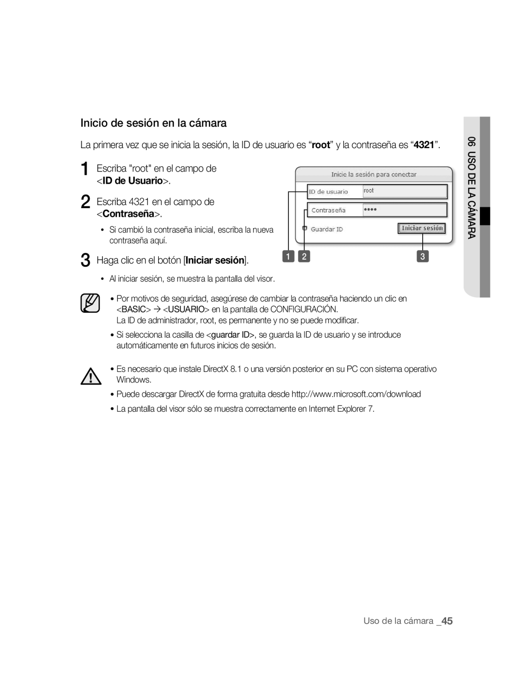 Samsung SNC-B5395P manual Inicio de sesión en la cámara, Haga clic en el botón Iniciar sesión 