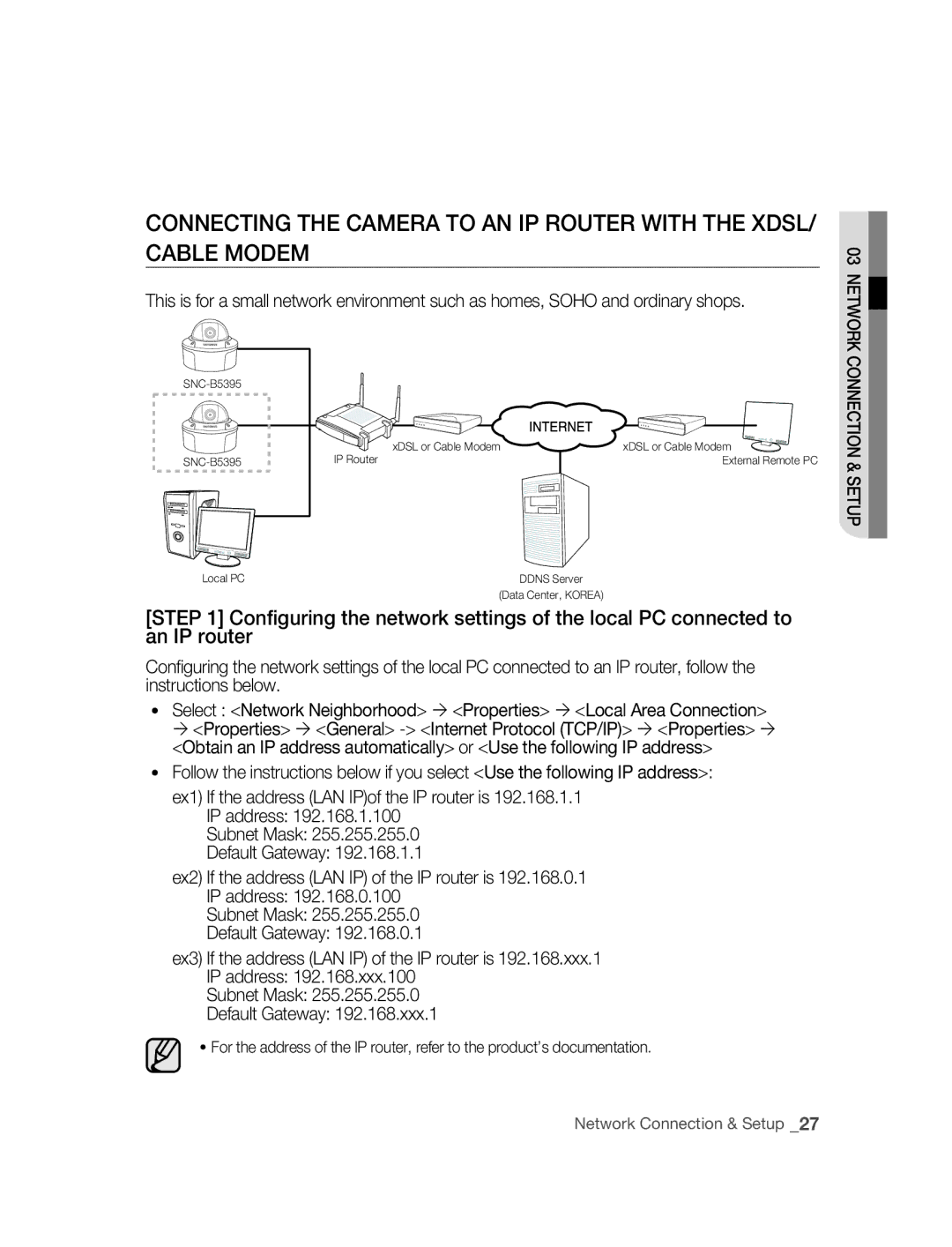 Samsung SNC-B5395P manual Network Connection & Setup 