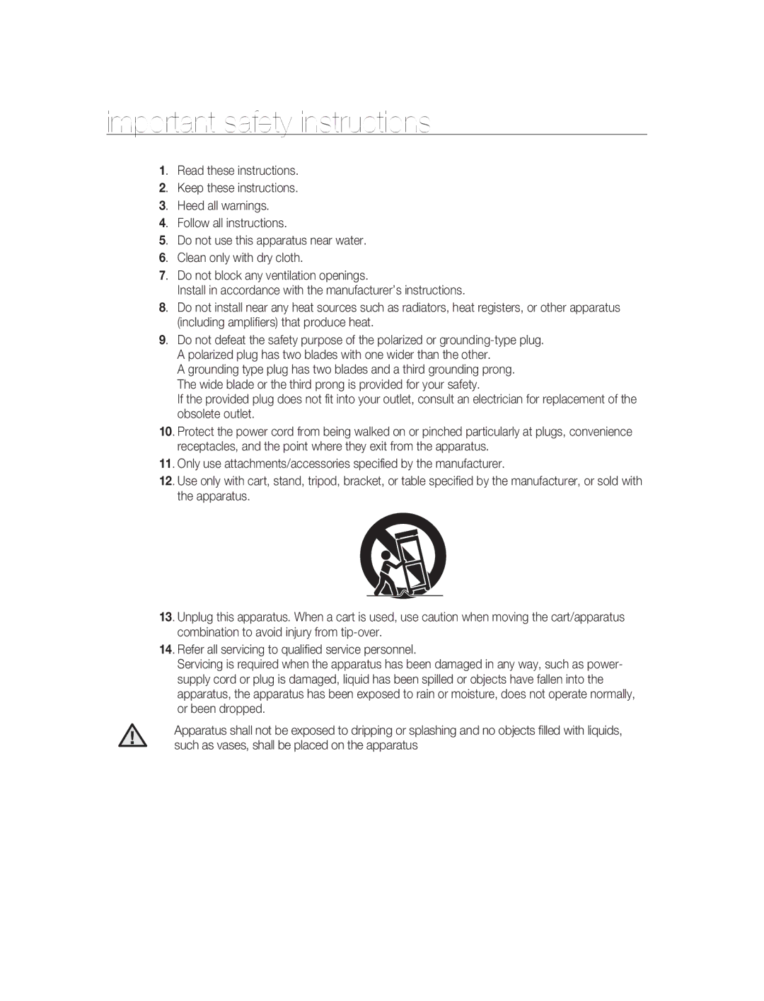 Samsung SNC-B5395P manual Important safety instructions 