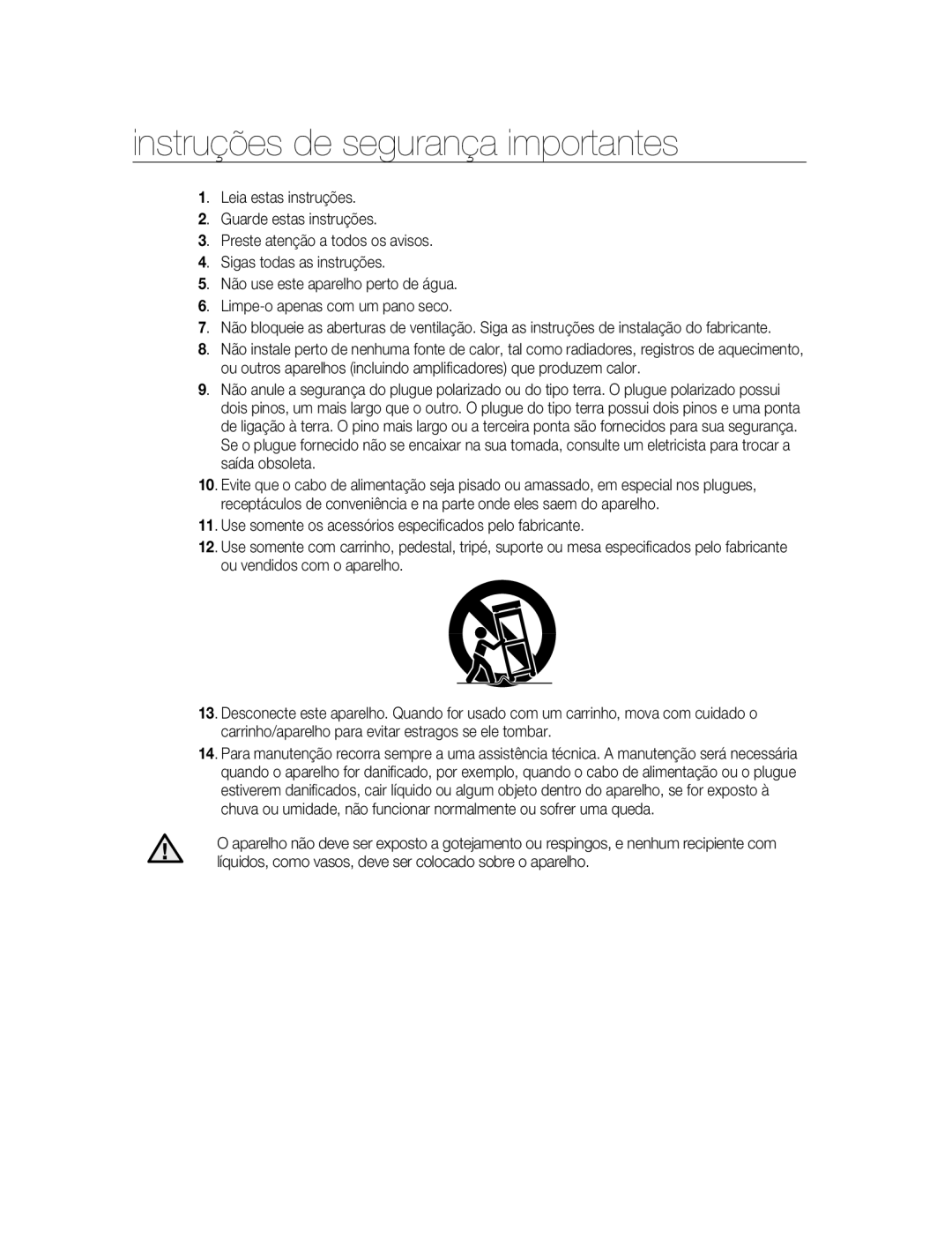 Samsung SNC-B5395P manual Instruções de segurança importantes 