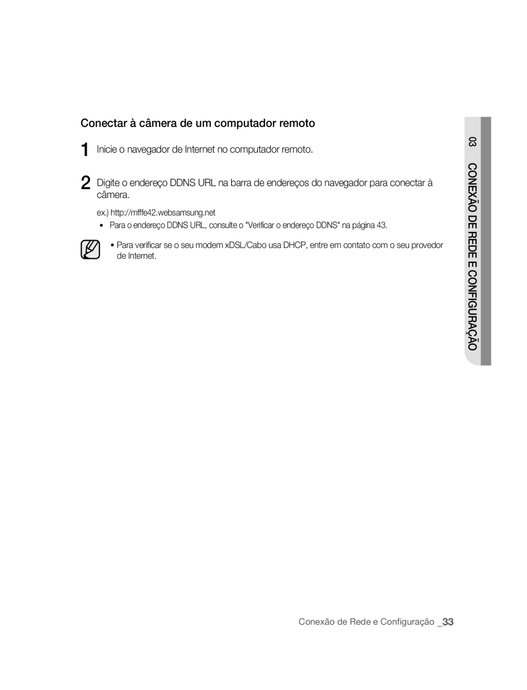 Samsung SNC-B5395P manual Conectar à câmera de um computador remoto 