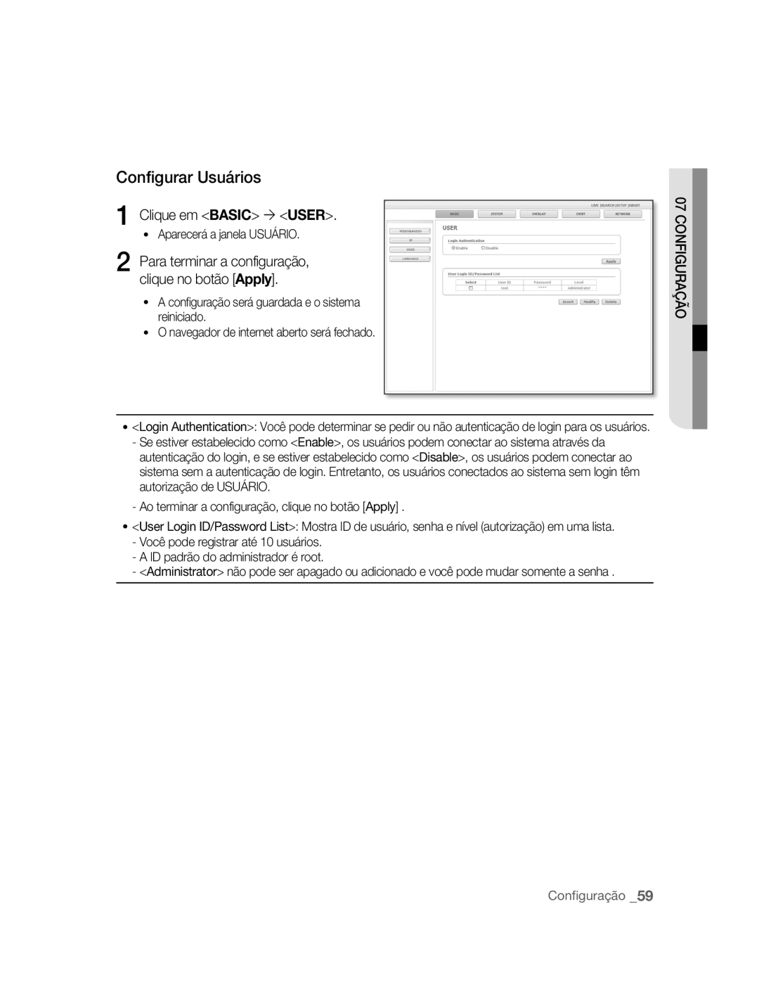 Samsung SNC-B5395P manual Configurar Usuários 