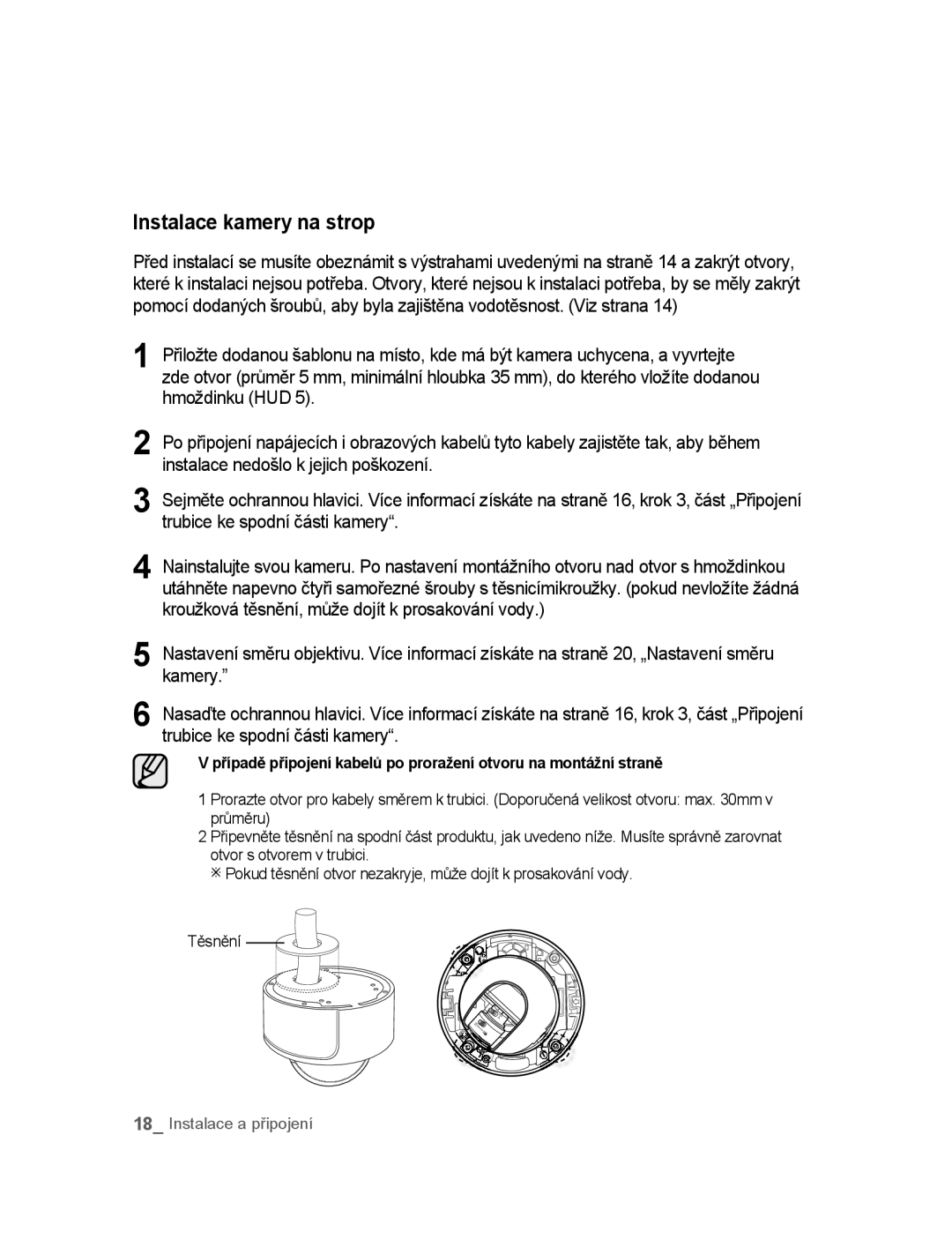 Samsung SNC-B5395P manual Instalace kamery na strop 