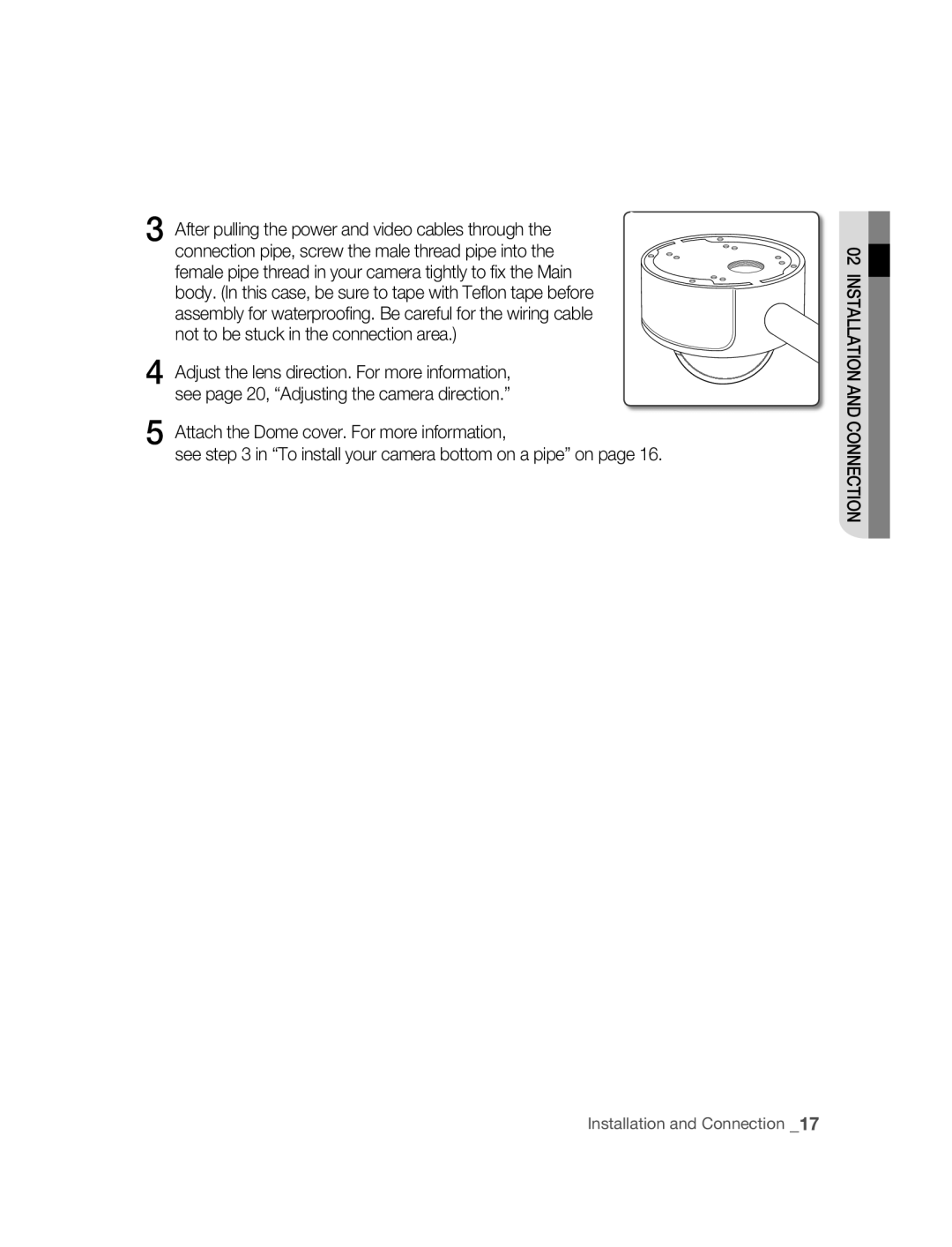 Samsung SNC-B5395P manual INSTAllATION ANd Connection 