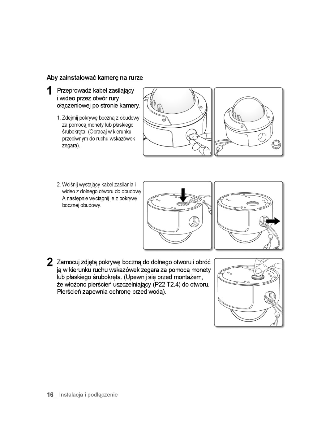 Samsung SNC-B5395P manual Aby zainstalować kamerę na rurze 