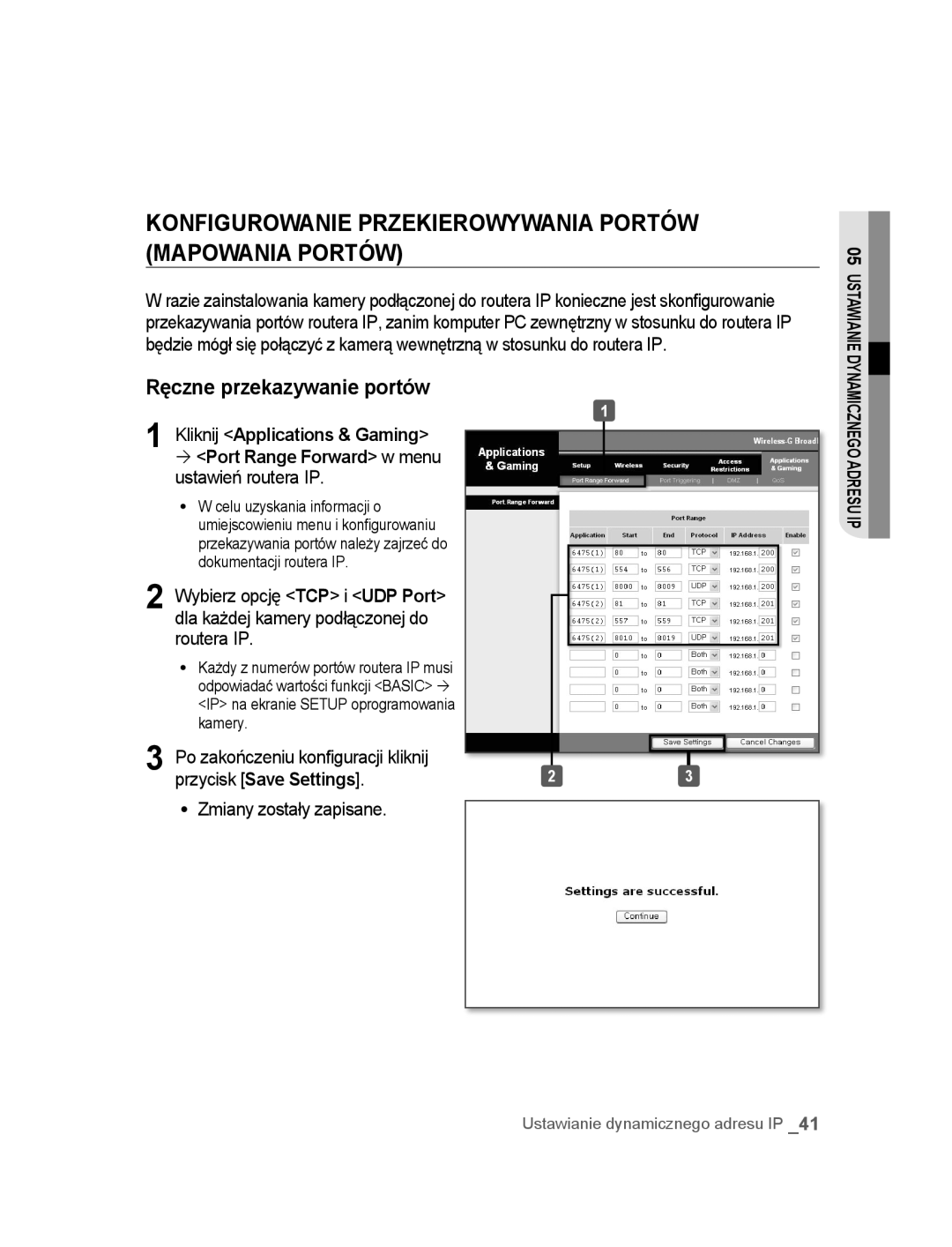 Samsung SNC-B5395P manual Konfigurowanie Przekierowywania Portów Mapowania Portów, Ręczne przekazywanie portów 