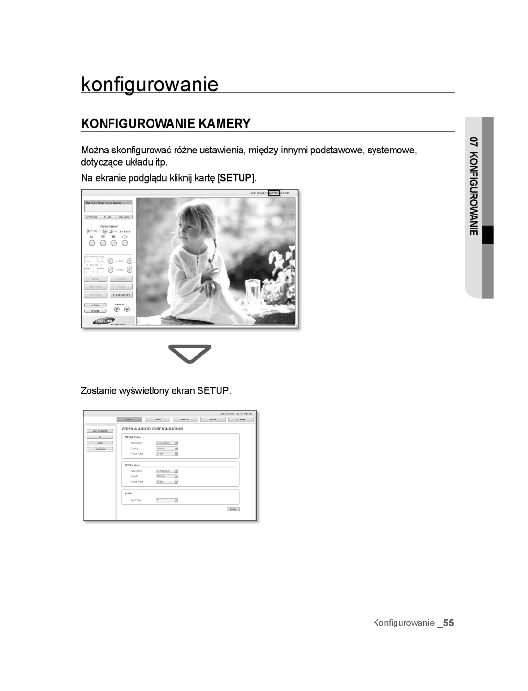 Samsung SNC-B5395P manual Konfigurowanie Kamery 