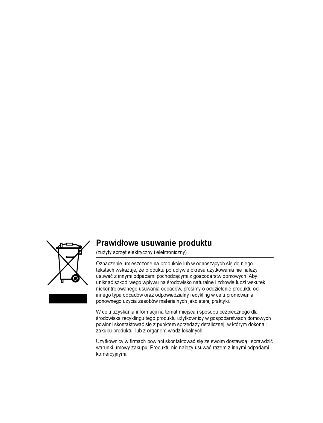 Samsung SNC-B5395P manual Prawidłowe usuwanie produktu, Zużyty sprzęt elektryczny i elektroniczny 