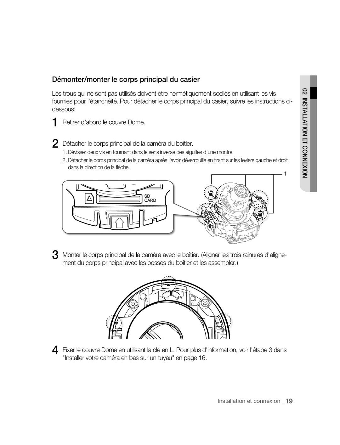 Samsung SNC-B5395P manual Démonter/monter le corps principal du casier 