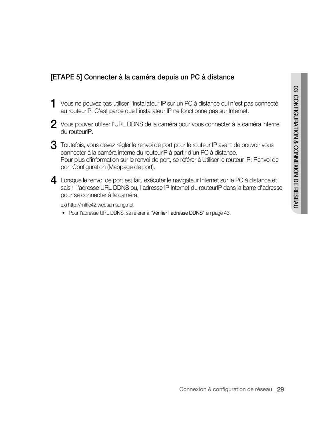 Samsung SNC-B5395P manual Etape 5 Connecter à la caméra depuis un PC à distance 