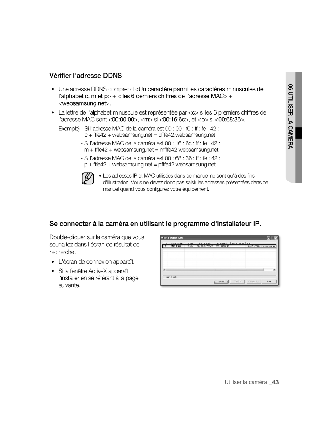 Samsung SNC-B5395P manual Vérifier ladresse Ddns 