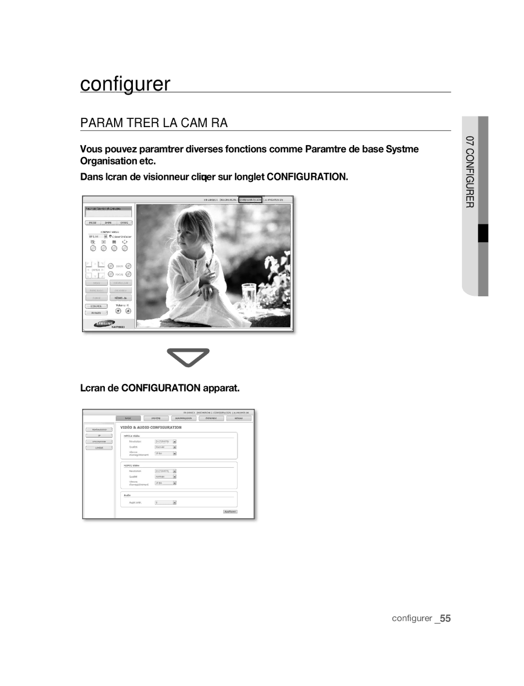 Samsung SNC-B5395P manual Configurer, Paramétrer LA Caméra 