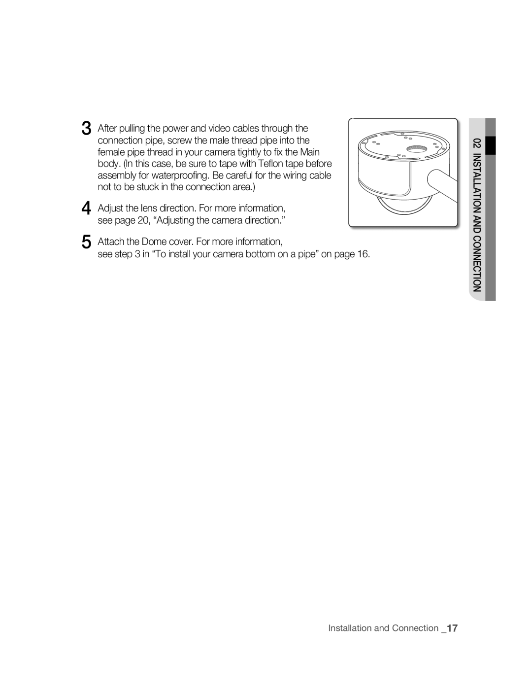 Samsung SNC-B5395P manual INSTAllATION ANd Connection 